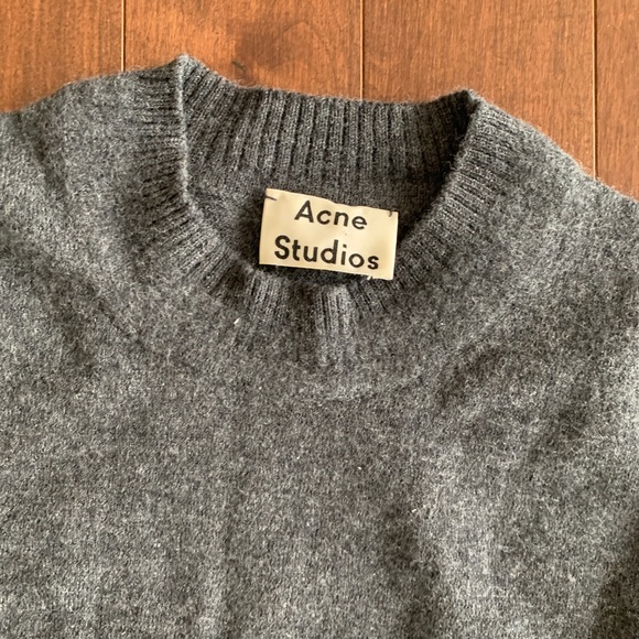Acne Studios Pacis Punch Paris Charcoal Grey Crewneck sweater Size Small S - Picture 2 of 7